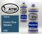 Preview: Volvo, Ocean Blue Metallic, 458: 400ml Sprühdose + 400ml Klarlack - Set, von ATW Autoteile West.